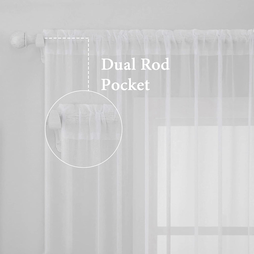 2 Panels Solid Color White Sheer Window Curtains Elegant Window Voile Panels/Drapes/Treatment for Bedroom Living Room (54 X 84 Inches White)