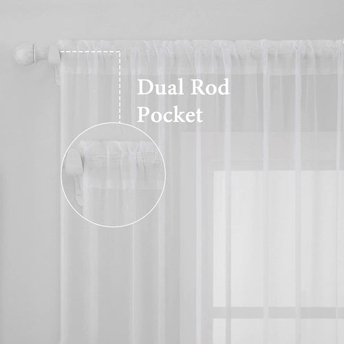 2 Panels Solid Color White Sheer Window Curtains Elegant Window Voile Panels/Drapes/Treatment for Bedroom Living Room (54 X 84 Inches White)