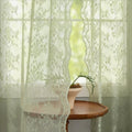 Sage Green Sheer Curtains 72 Inch Long 2 Panels Set Floral Patterned Boho Net Curtains Boy Girl Baby Lace Gauze Curtain for Bedroom French Door Sliding Door 6 FT Length