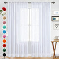 Basic Rod Pocket Sheer Voile Window Curtain Panels White 1 Pair 2 Panels 52 Width 84 Inch Long for Kitchen Bedroom Children Living Room Yard(White,52 W x 84 L)