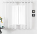 White Short Sheer Curtains 45 Inch Length for Small Windows with Grommet 2 Panels Solid Gauze Voile Drapes Window Semi Sheer Curtains for Bedroom Bathroom Kids Room Kitchen 52x45 Iches