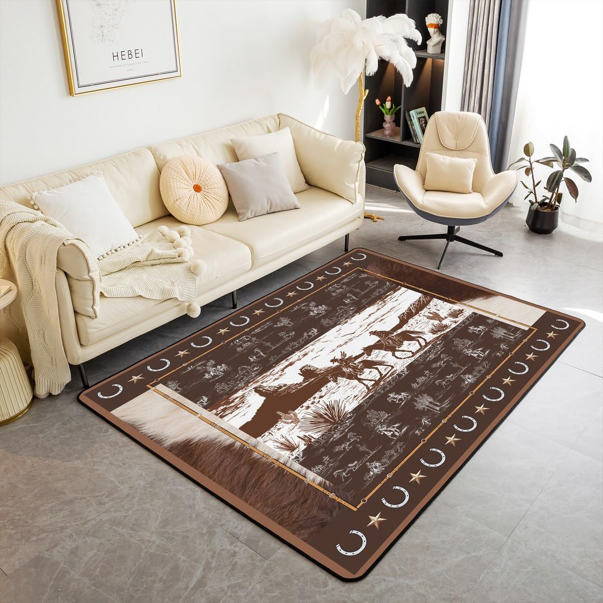 Horse Pattern Area Rug 3x5 for Bedroom Living Room, Decorative Carpet for Boys Teens Indoor Floor Decor