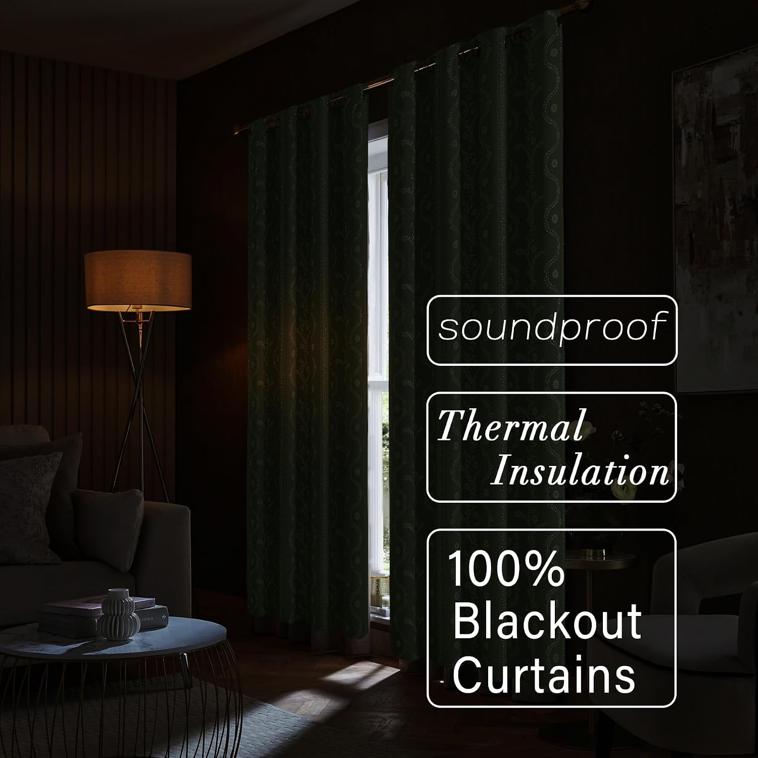 Blackout Curtains for Bedroom, Boho Sage Green Floral Curtain 84 Inch Length 2 Panels, Vintage Farmhouse Printed Patterned Curtains Tassels Country Drapes
