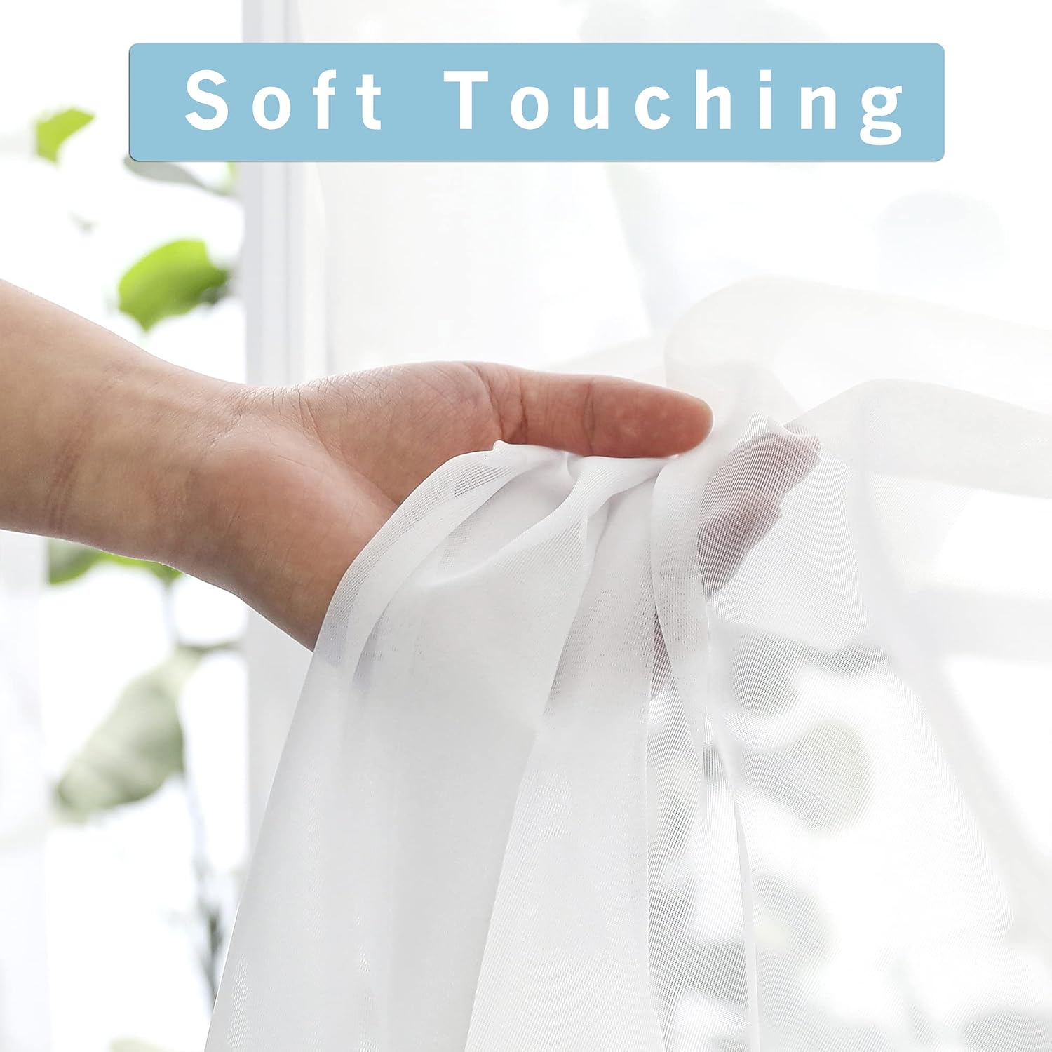 White Sheer Curtains 72 Inches Long 2 Panels, Transparent Voile Sheer White Curtains Double Rod Pocket Gauze Drapes for Living Room Bedroom Window Sliding Glass Door Treatment, 42 x 72 Inch