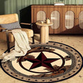 Round Decorative Area Rug 3Ft for Bedroom Study Room, Low Pile Modern Floor Carpet with Star Design