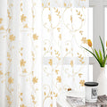 Yellow Sheer Curtains 63 Inch Length 2 Panels Yellow and White Embroidered Floral Pattern Semi Sheer Window Curtains for Bedroom Living Room