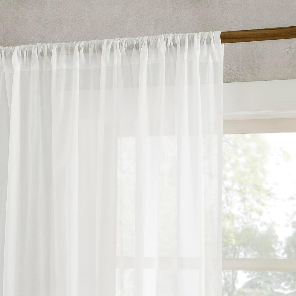 100% Cotton Sheer Curtain, 50" x 84, White