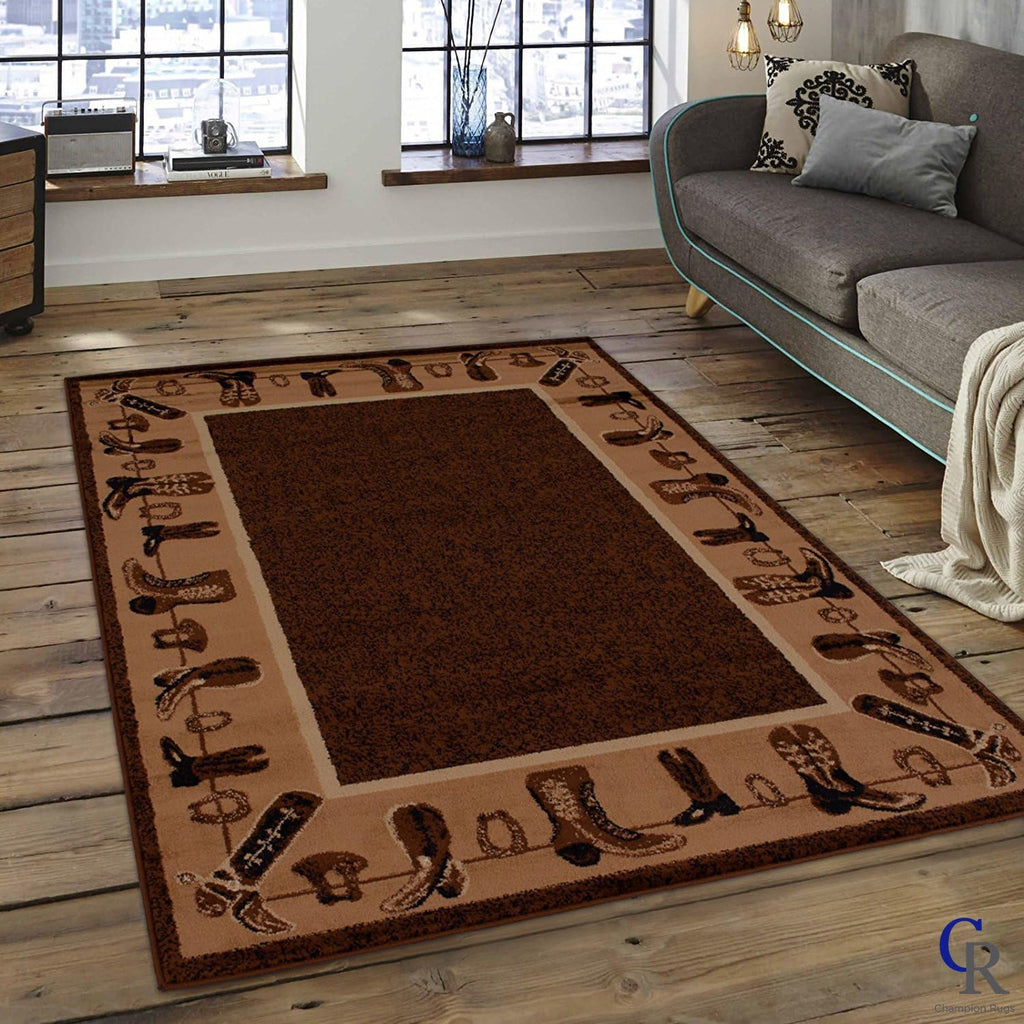 Fashion Theme Area Rug for Bedroom Living Room, Soft Indoor Floor Carpet with Boots Pattern