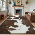 Cow Print Area Rug 5x7 for Living Room Bedroom, Washable Non Slip Low Pile Carpet for Dining Room Kitchen Office, Brown