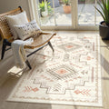 Washable 3x5 Area Rug for Entryway Bedroom Kitchen, Non Slip Low Pile Beige Pattern Carpet Indoor Floor Mat