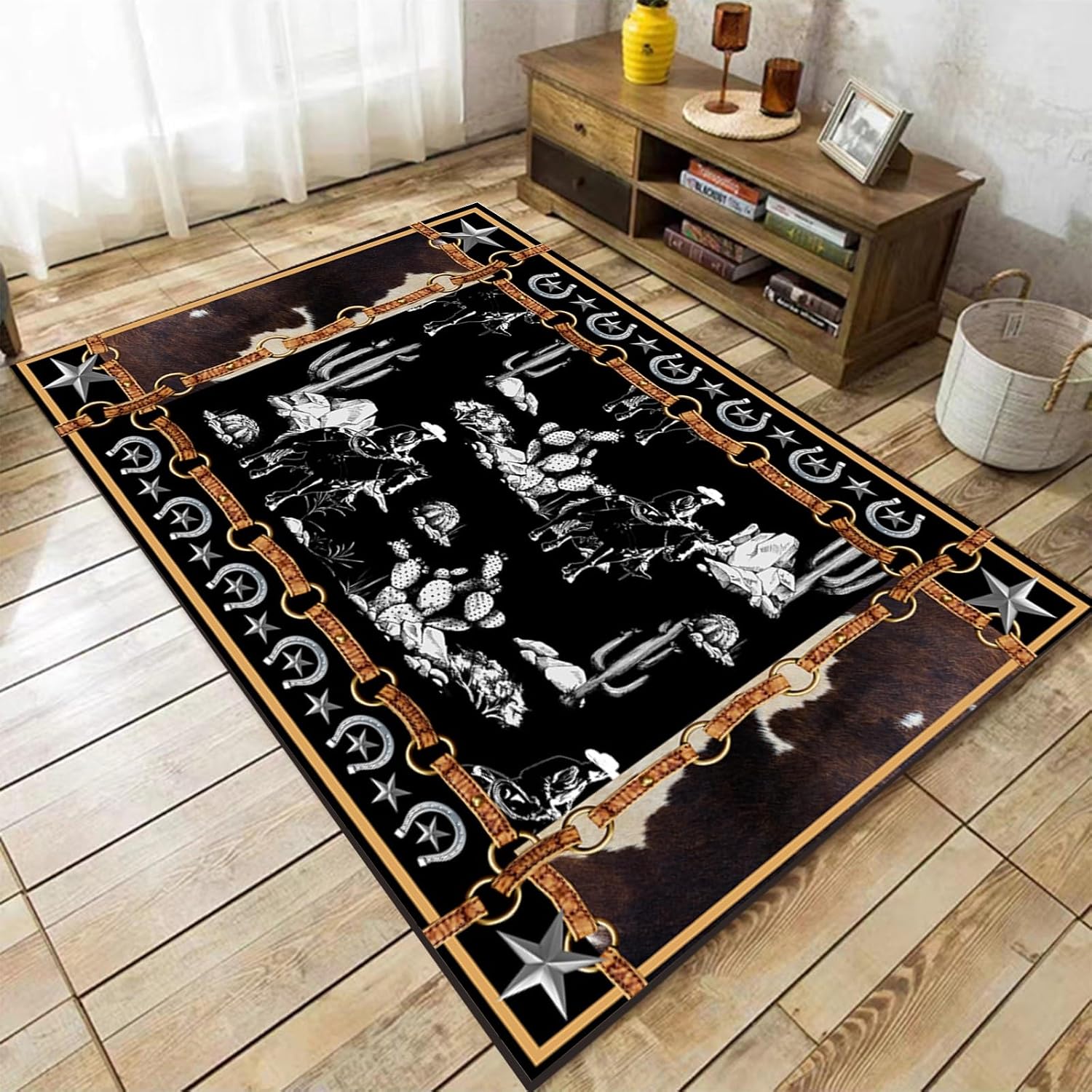 Vintage Decorative Area Rug 3x5 for Hallway Bedroom Kitchen, Soft Indoor Carpet with Desert Pattern