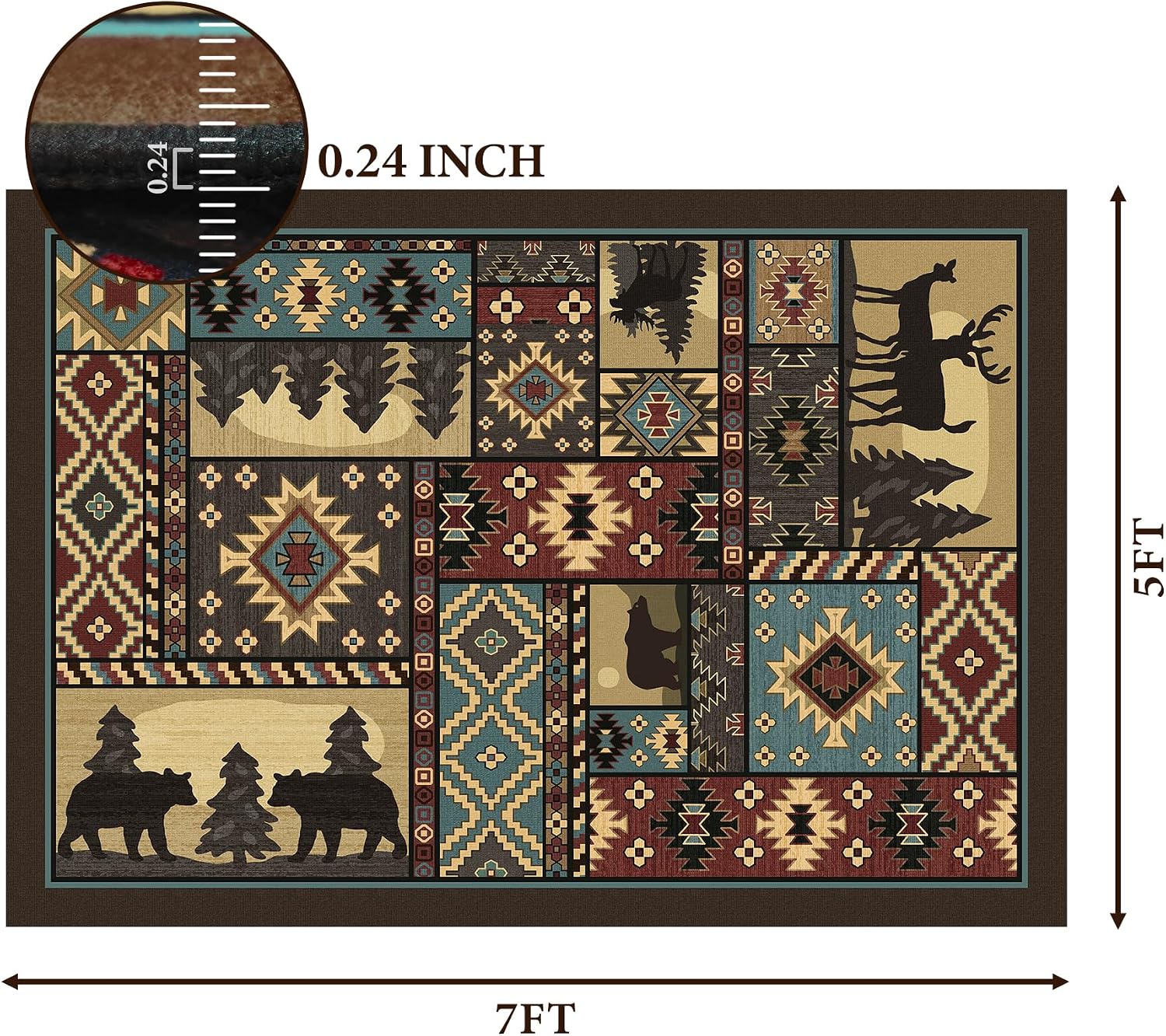 Modern Area Rug 5x7 for Living Room Bedroom, Soft Animal Pattern Carpet for Home Decor