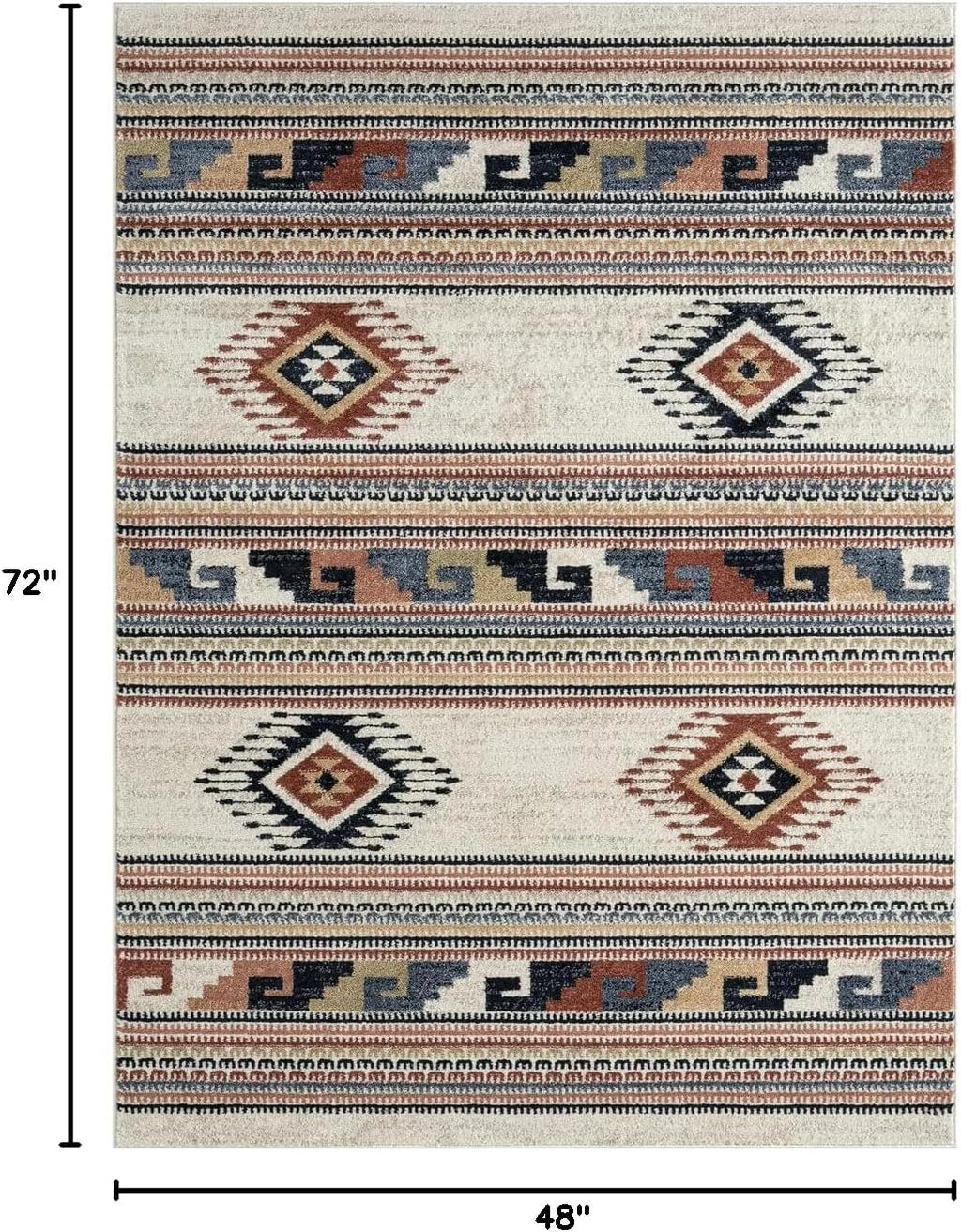 Multicolor Pattern Area Rug for Dining Room Living Room, Soft Non Shed Indoor Carpet with Orange Grey Beige Design, 4x6