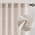 Natural White Linen Curtains 84 Inch Long for Bedroom Living Room, Soft Thick Linen Textured Window Drapes Semi Sheer Light Filtering Rod Pocket Back Tab Neutral Farmhouse Cream Ivory 2 Panels