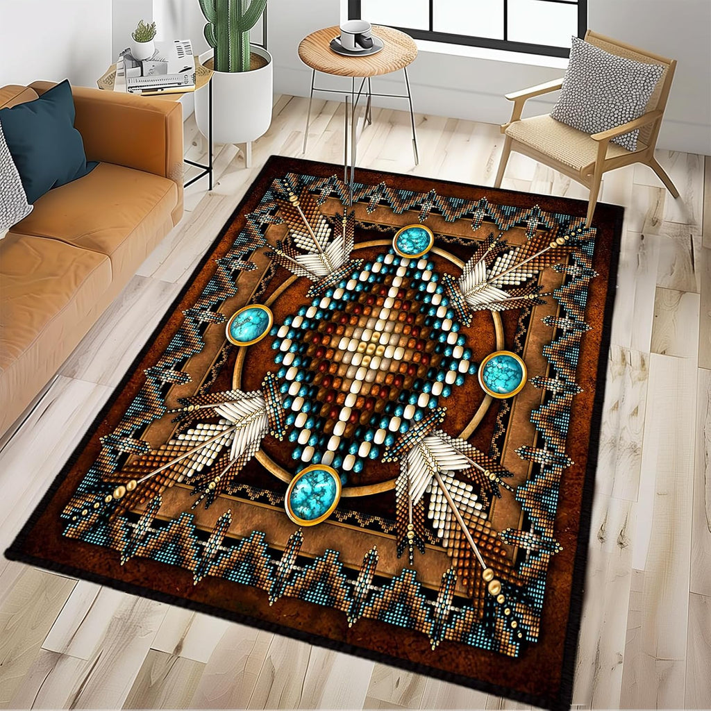 Washable 5x7 Area Rug for Living Room Bedroom Dining Room, Soft Non Slip Pattern Carpet Indoor Floor Mat, Brown