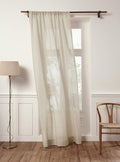 Light Natural Linen Sheer Curtain 96 Inch - 100% Pure Linen  Flax Window Treatment Panel 52 x 96 Inch - Light Filtering Rod Pocket Curtain for Living Room, Bedroom