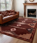 Modern 5x7 Area Rug for Living Room Bedroom, Soft Washable Non Slip Carpet for Dining Room Indoor Home Decor, Brown Red