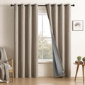 100% Blackout Window Curtains 84 inches Long 2 Panels Set, Faux Linen Look Thermal Insulated Grommet Drapes, Room Darkening Curtain for Bedroom Living Room(W52 x L84 Inch, Light Khaki)