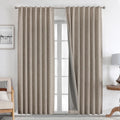 Natural Linen Curtains 84 inch Length 2 Panels Set Burg 100% Blackout Long Drapes for Bedroom Living Room Black Out Darkening Curtain Thermal Insulated Back tab Rod Pocket(52x84 inch,Linen)