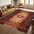 Geometric Area Rug 3x5 for Living Room Bedroom Apartment, Washable Non Slip Fade Resistant Indoor Carpet, Earth Tone