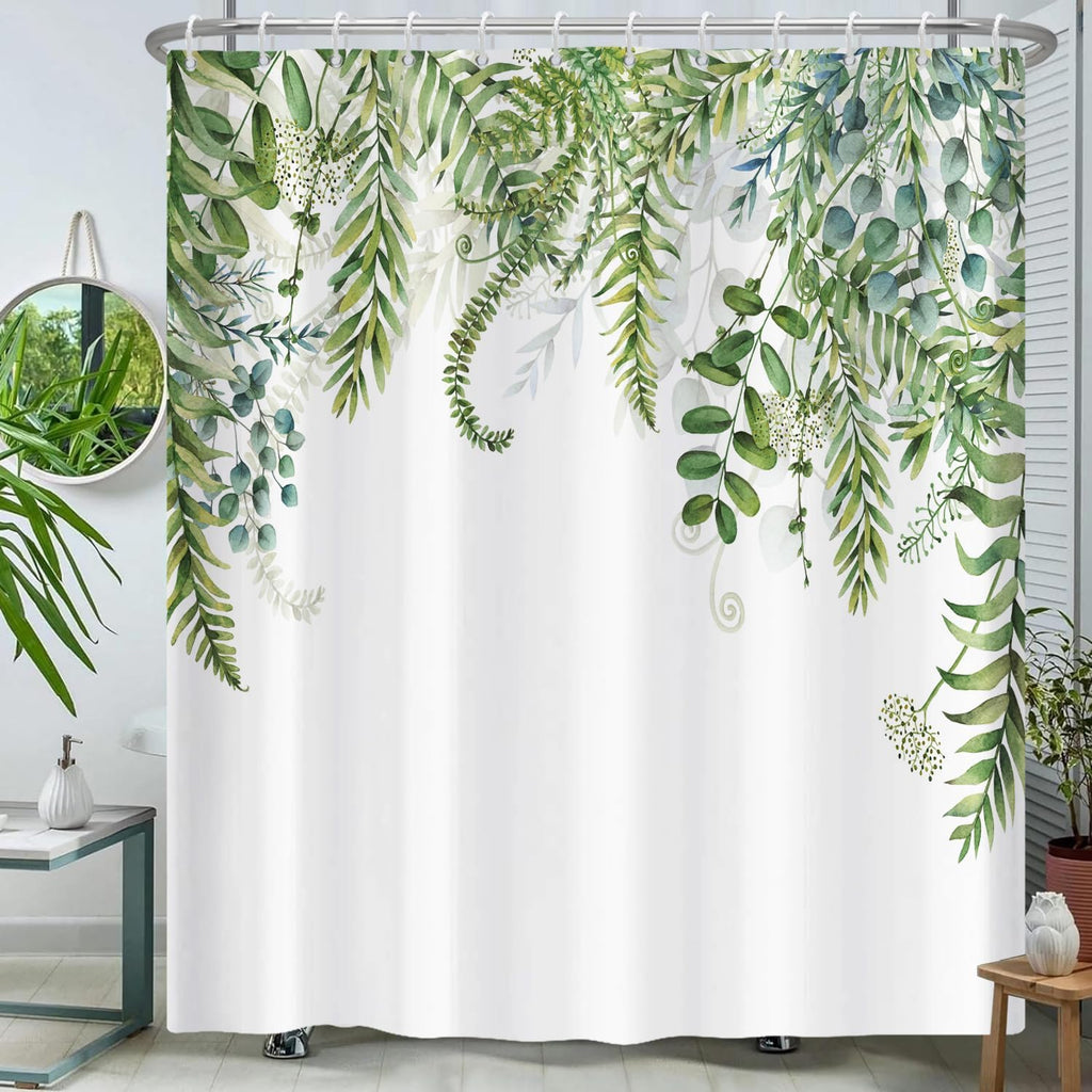 Sage Green Shower Curtain for Bathroom Plant Botanical Eucalyptus Leaf Watercolor Greenery Leaves Floral Bathroom Curtain Waterproof Fabric Shower Curtain Sets 72×72 Inches
