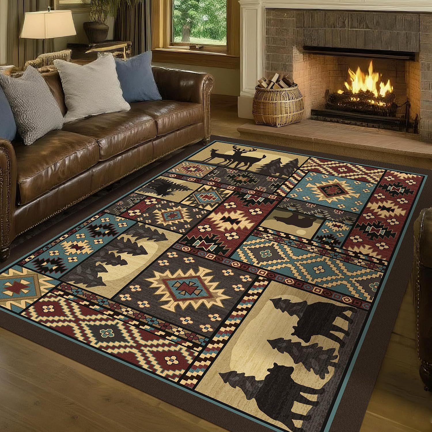 Modern Area Rug 5x7 for Living Room Bedroom, Soft Animal Pattern Carpet for Home Decor