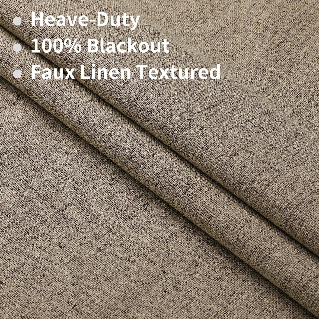 Natural Linen Curtains 84 inch Length 2 Panels Set Burg 100% Blackout Long Drapes for Bedroom Living Room Black Out Darkening Curtain Thermal Insulated Back tab Rod Pocket(52x84 inch,Linen)
