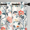 Floral Botanical Print Flower Leaf Lined Thermal Insulated Room Darkening Blackout Window Curtains 2 Layers Set of 2 Panels Each 52 Inch by 84 Inch Ivory Orange Teal