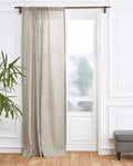 Natural Linen Curtain 52 x 96 Inch, Light Filtering Rod Pocket Curtain 96 Inch, 100% Pure Linen  Flax Window Treatment Panel for Living Room, Bedroom