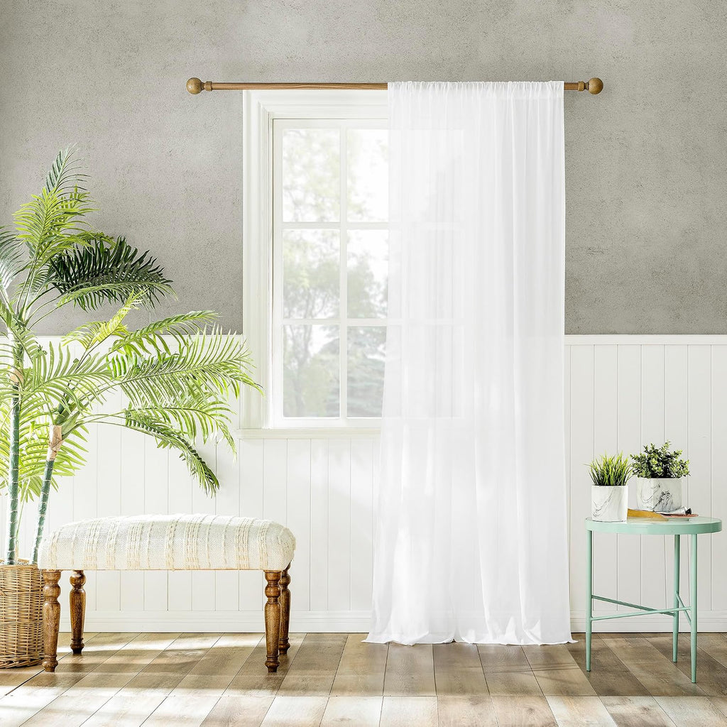 100% Cotton Sheer Curtain, 50" x 84, White