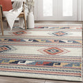 Multicolor Pattern Area Rug for Dining Room Living Room, Soft Non Shed Indoor Carpet with Orange Grey Beige Design, 4x6
